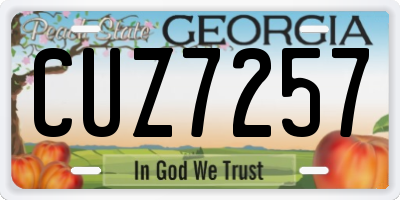 GA license plate CUZ7257