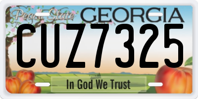 GA license plate CUZ7325