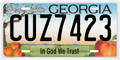 GA license plate CUZ7423