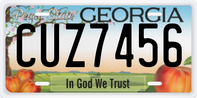 GA license plate CUZ7456