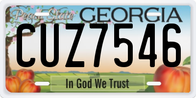 GA license plate CUZ7546