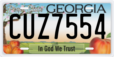 GA license plate CUZ7554
