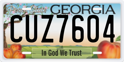GA license plate CUZ7604