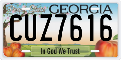 GA license plate CUZ7616