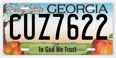 GA license plate CUZ7622