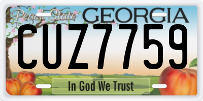 GA license plate CUZ7759