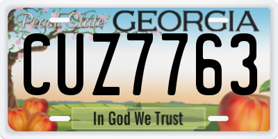 GA license plate CUZ7763