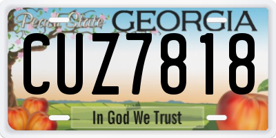 GA license plate CUZ7818
