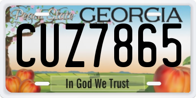 GA license plate CUZ7865