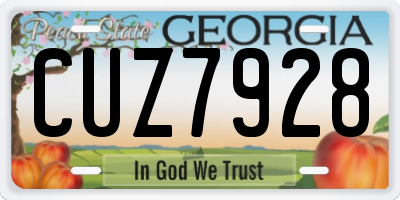 GA license plate CUZ7928