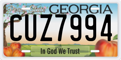 GA license plate CUZ7994