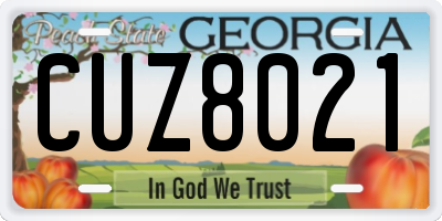 GA license plate CUZ8021