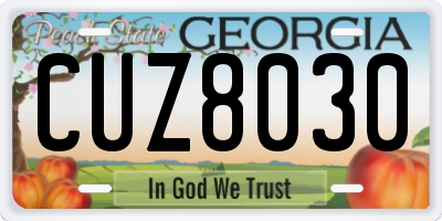 GA license plate CUZ8030
