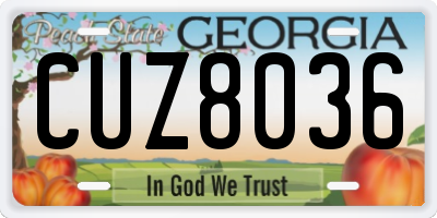 GA license plate CUZ8036