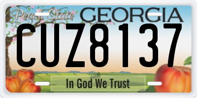 GA license plate CUZ8137