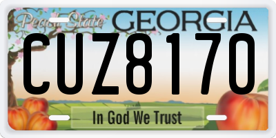 GA license plate CUZ8170