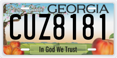GA license plate CUZ8181