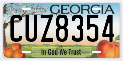 GA license plate CUZ8354