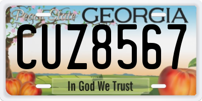 GA license plate CUZ8567