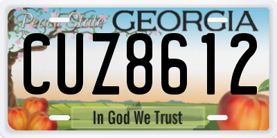 GA license plate CUZ8612