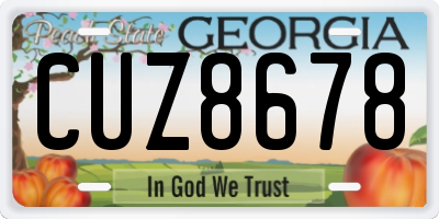GA license plate CUZ8678