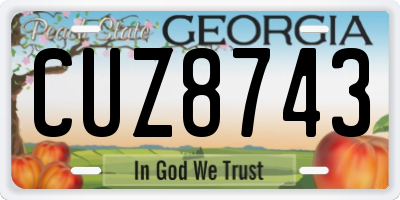 GA license plate CUZ8743