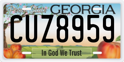 GA license plate CUZ8959