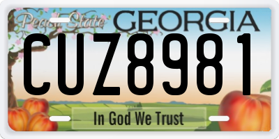 GA license plate CUZ8981