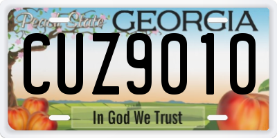 GA license plate CUZ9010