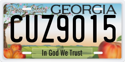 GA license plate CUZ9015
