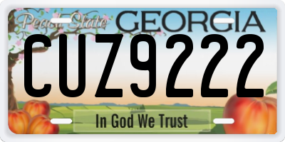 GA license plate CUZ9222