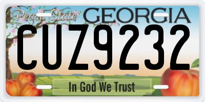 GA license plate CUZ9232