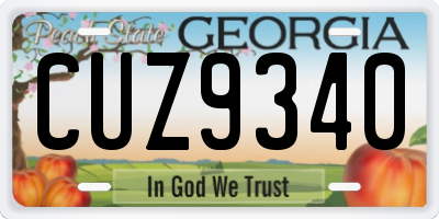 GA license plate CUZ9340