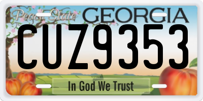 GA license plate CUZ9353