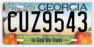 GA license plate CUZ9543