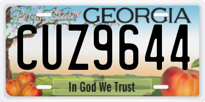 GA license plate CUZ9644