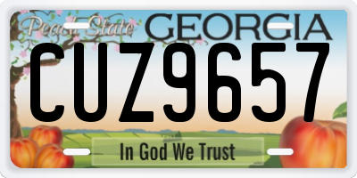 GA license plate CUZ9657