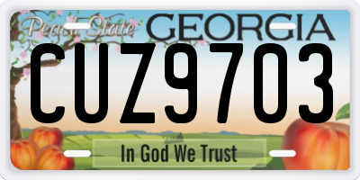 GA license plate CUZ9703