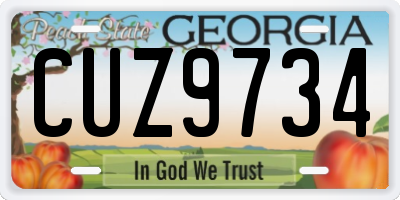 GA license plate CUZ9734