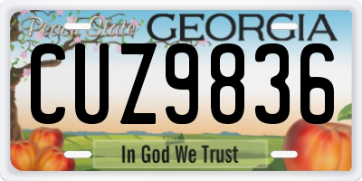 GA license plate CUZ9836