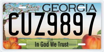 GA license plate CUZ9897
