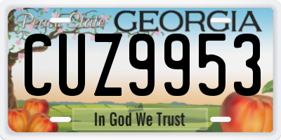 GA license plate CUZ9953