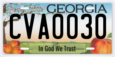 GA license plate CVA0030