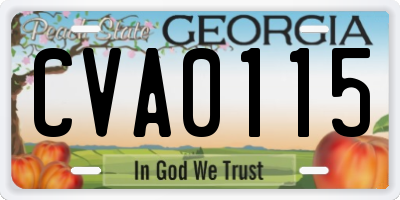 GA license plate CVA0115