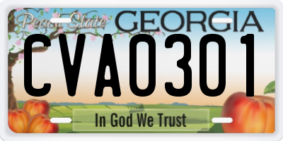 GA license plate CVA0301