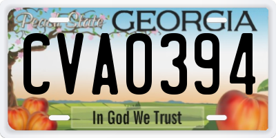 GA license plate CVA0394