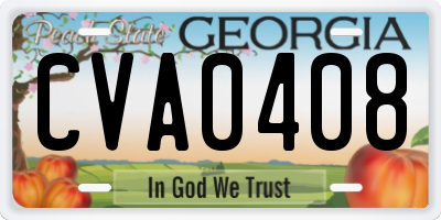 GA license plate CVA0408