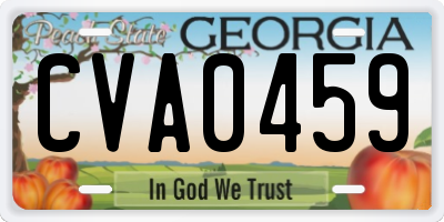 GA license plate CVA0459