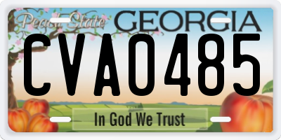 GA license plate CVA0485