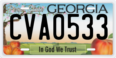 GA license plate CVA0533